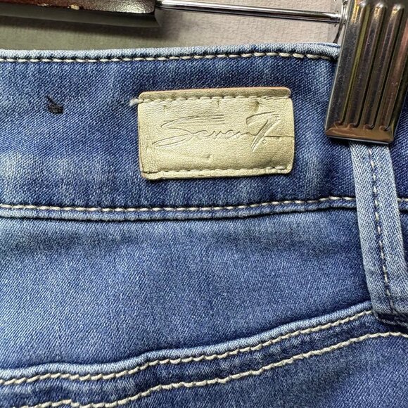 Seven7 High Rise Ankle Skinny Jeans | Size 10 | Embroidered 7 Back Pockets - Picture 7 of 12